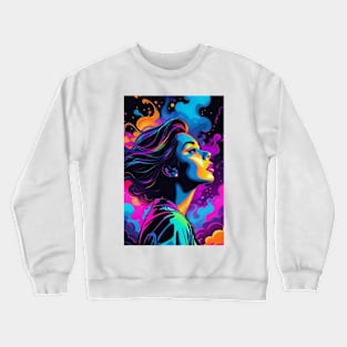 An Illustration of a Woman's Psychedelic Vision - colorful Crewneck Sweatshirt